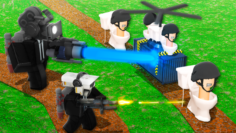 Skibidi Masters Tower Defense Roblox gameplay screenshot showing tower defense battle